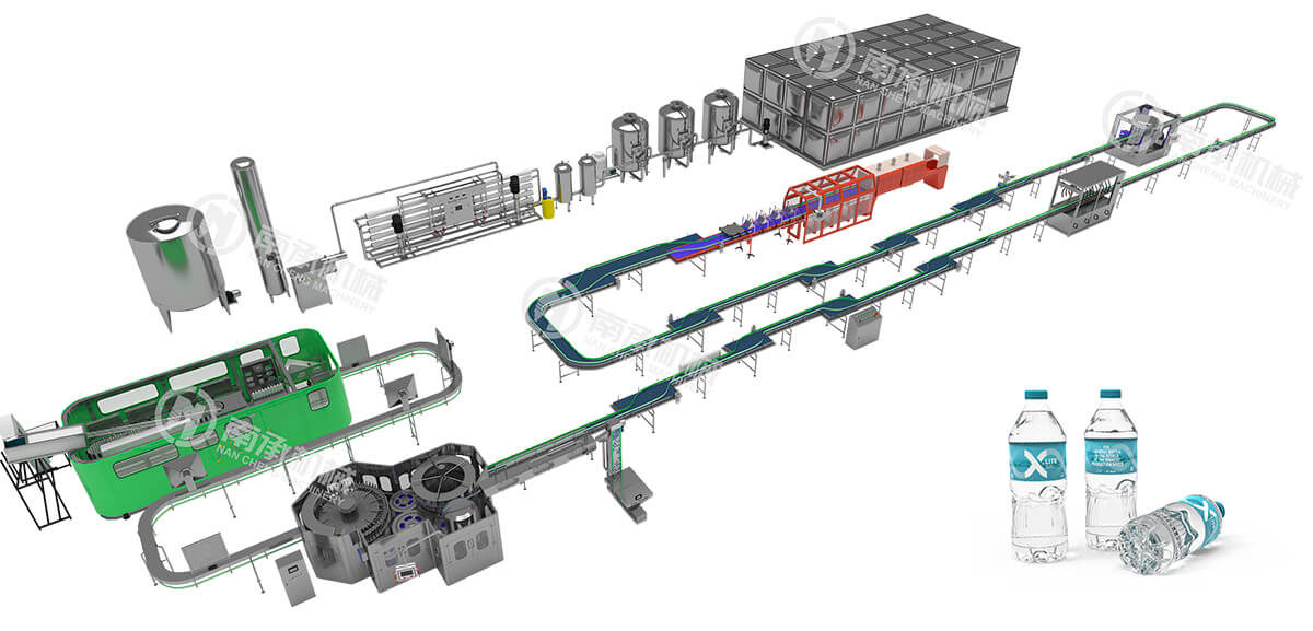 Complete bottling lines for the production of drinking water